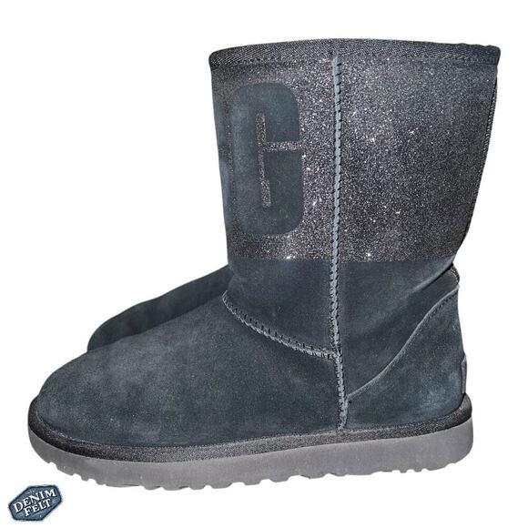 UGG® Women's Black Classic Short Sparkle Snow/Winter Boots | PRELOVED!! - Picture 7 of 16
